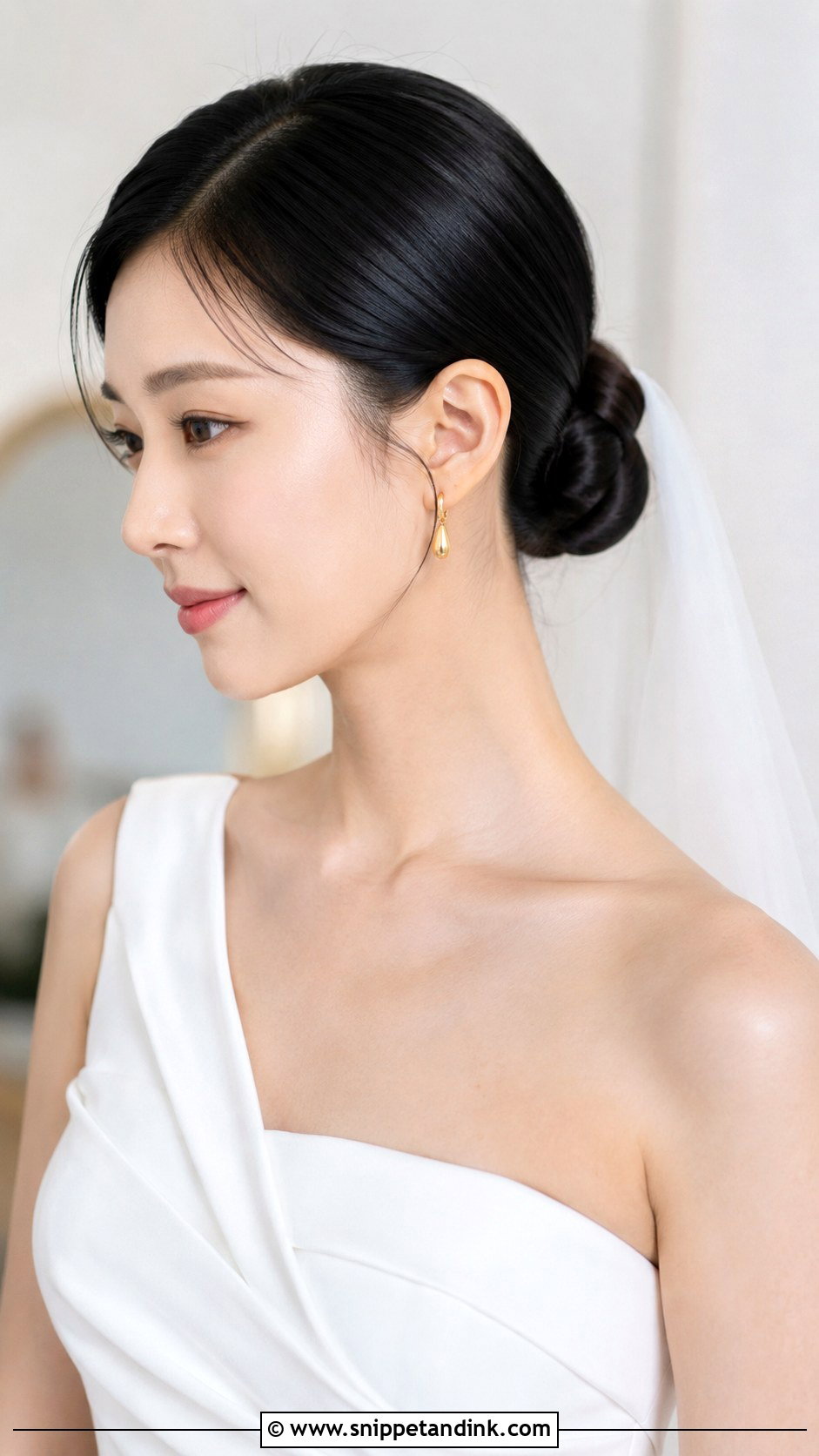 Sleek Side Part Low Bun - Snippet and Ink - 20 Side Part Wedding Hairstyles