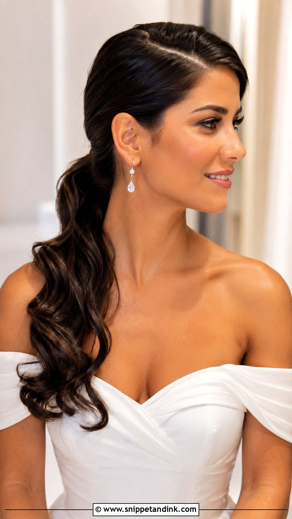 Sleek Side Part Ponytail For Wedding - Snippet and Ink - 15 Sleek Ponytail for Wedding Ideas