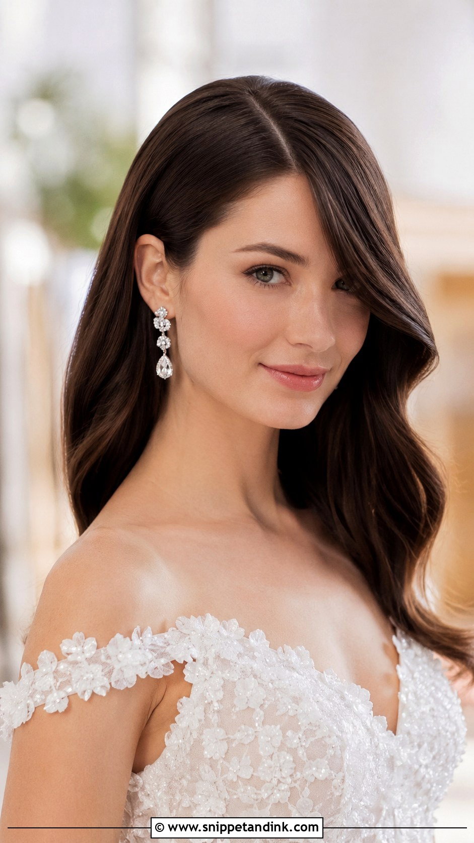 Sleek Side Part With Long Bangs - Snippet and Ink - 25 Wedding Hairstyles with Bangs