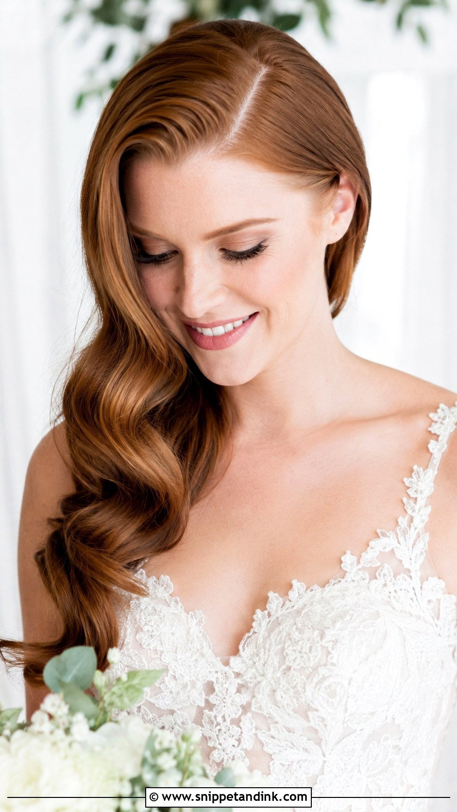 Sleek Side Part With Soft Waves - Snippet and Ink - 20 Sleek Wedding Hair Down Ideas