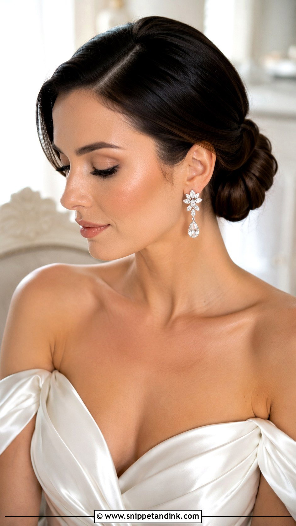 Sleek Side Parted Bun - Snippet and Ink - 25 Sleek Wedding Hair Ideas