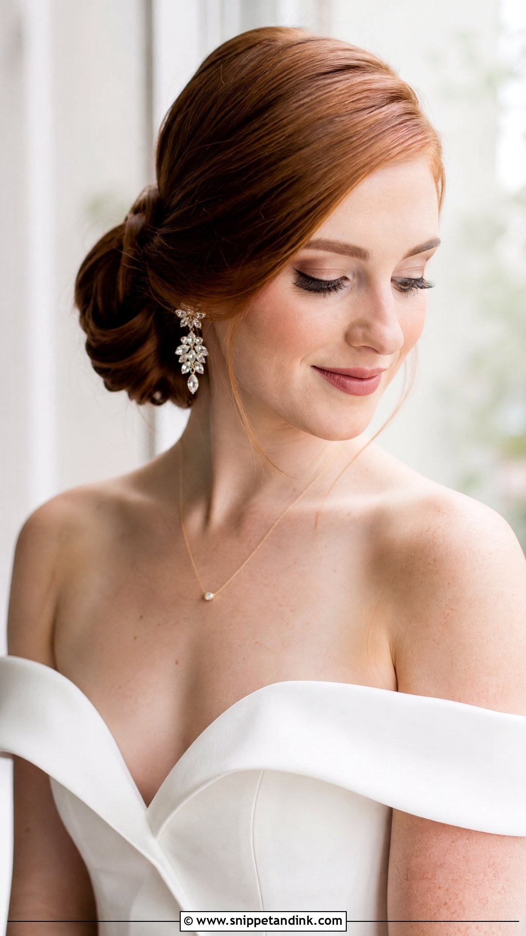 Sleek Side Swept Bun - Snippet and Ink - 20 Sleek Bridal Hair Ideas