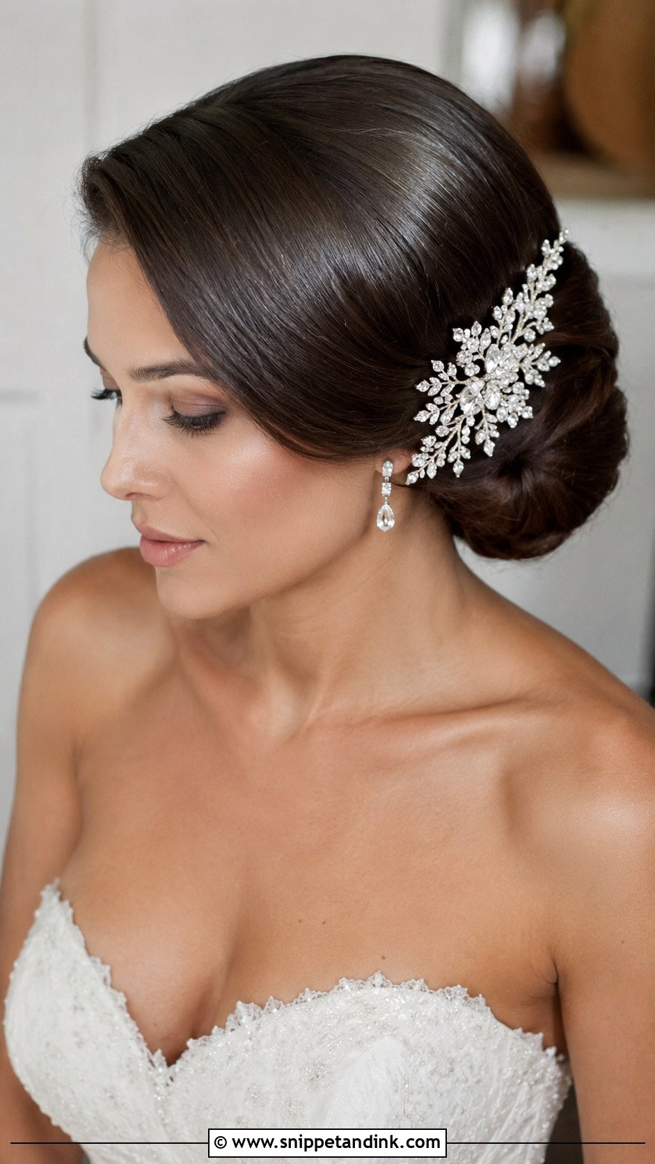Sleek Side Swept Hair With Comb - Snippet and Ink - 25 One Side Pinned Back Wedding Hair Ideas