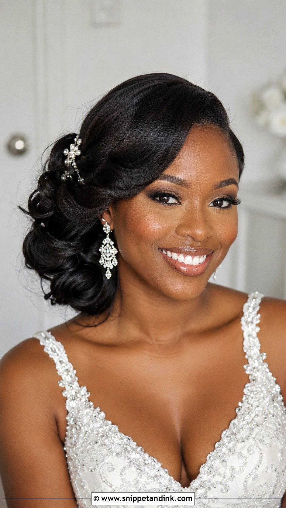 Sleek Side Swept Updo - Snippet and Ink - 20 Black Brides Hairstyles Weddings