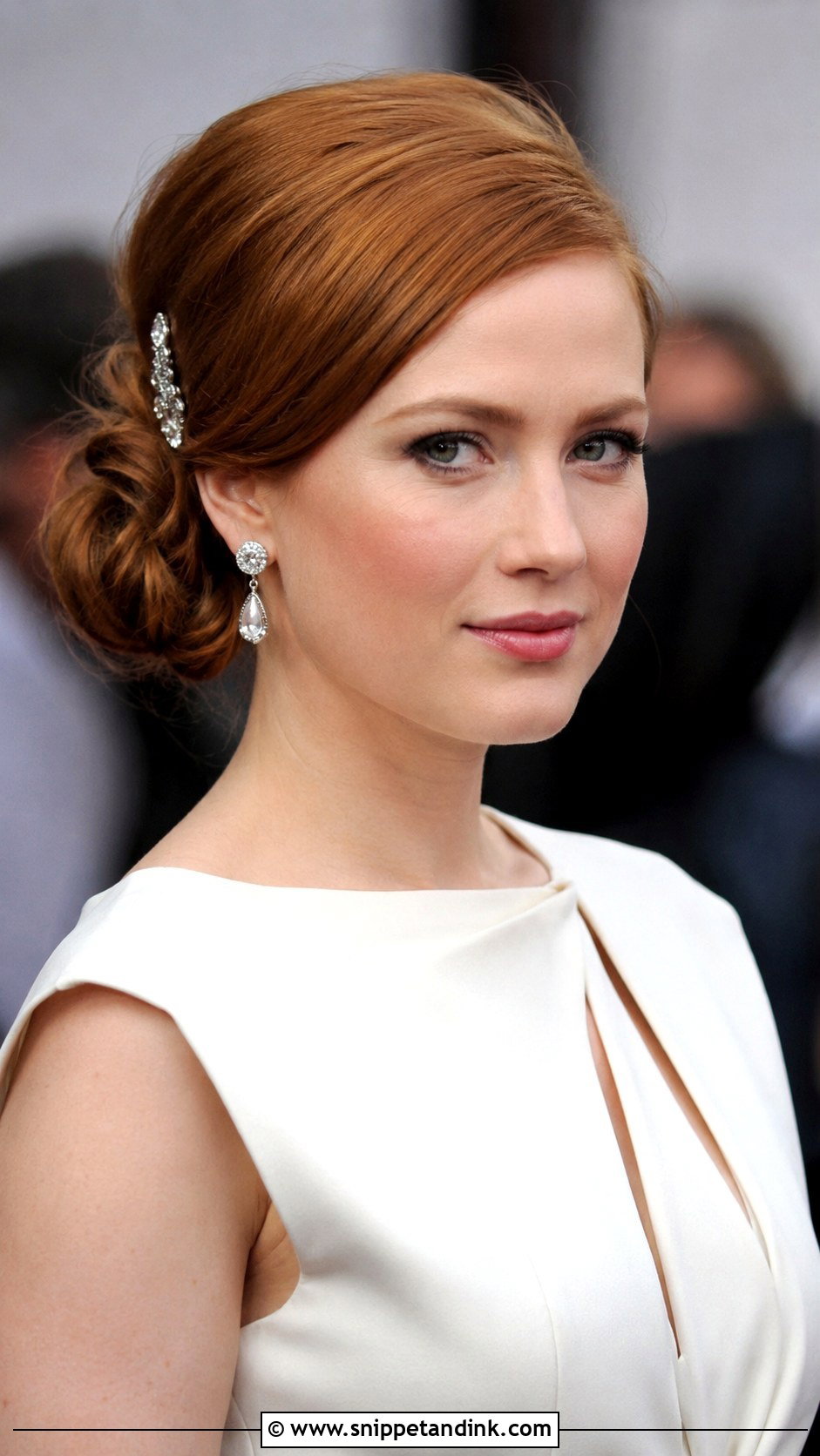Sleek Side Swept Updo - Snippet and Ink - 20 Updo Wedding Hairstyles for Short Hair