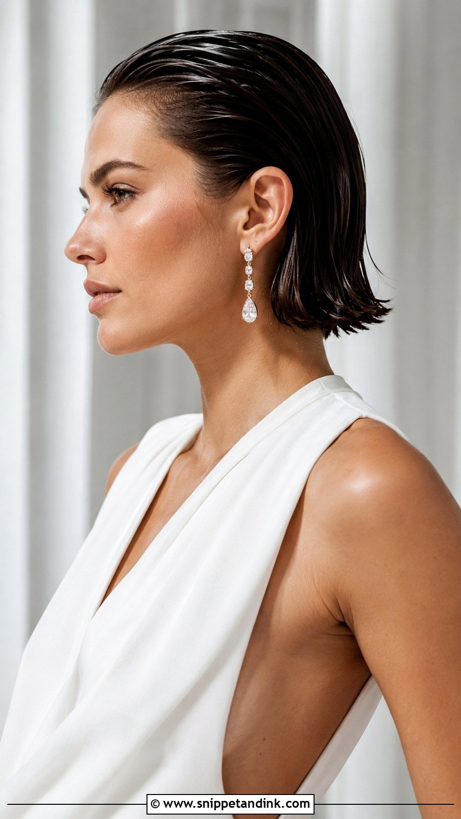 Sleek Slicked Back Bob - Snippet and Ink - 20 Bridal Hairstyle for Short Hair Ideas