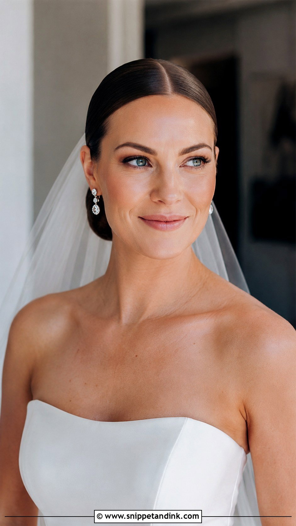 Sleek Slicked Back Bridal Front - Snippet and Ink - 20 Bride Front Hairstyles
