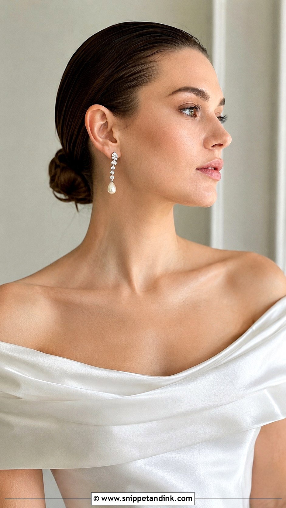 Sleek Slicked Back Bridal Look - Snippet and Ink - 20 Pulled Back Wedding Hair Ideas