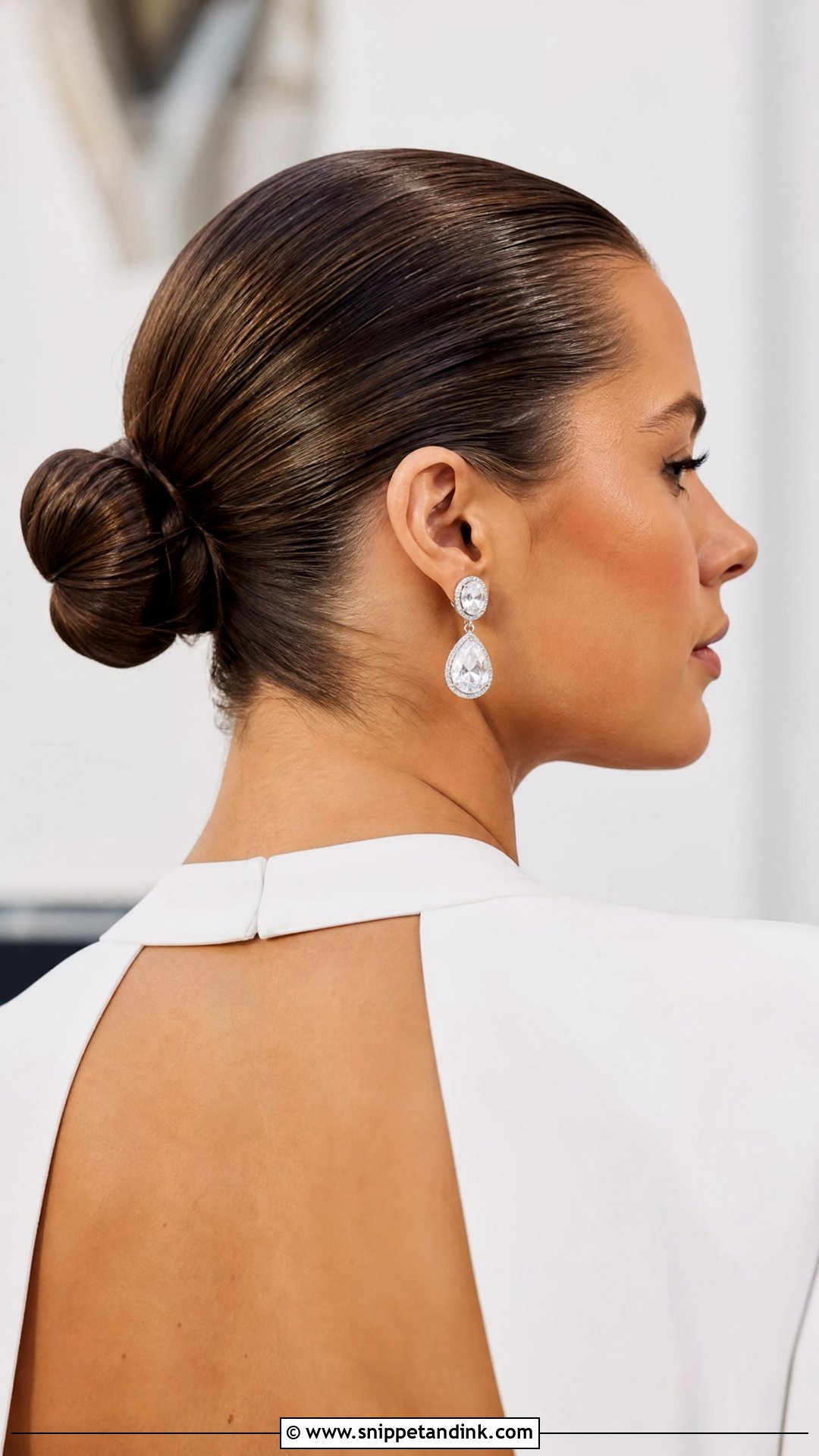 Sleek Slicked Back Bun - Snippet and Ink - 20 Old Money Wedding Hair Ideas