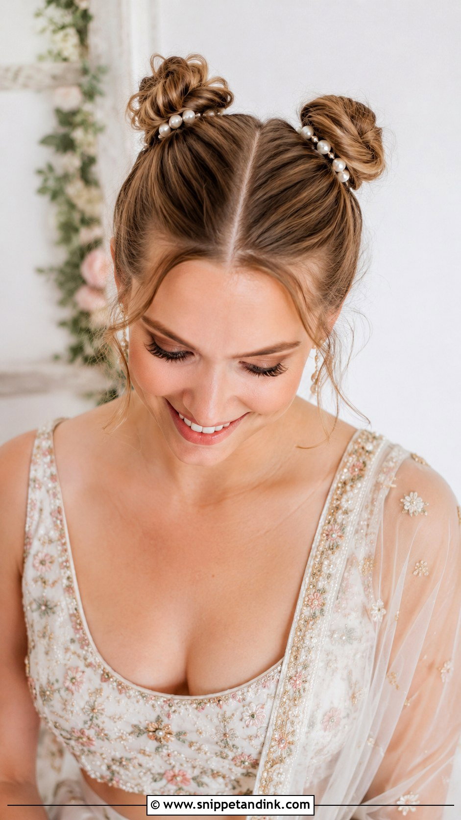 Sleek Space Buns for Fusion Weddings - Snippet and Ink - 20 Wedding Hair Fine Hair Ideas
