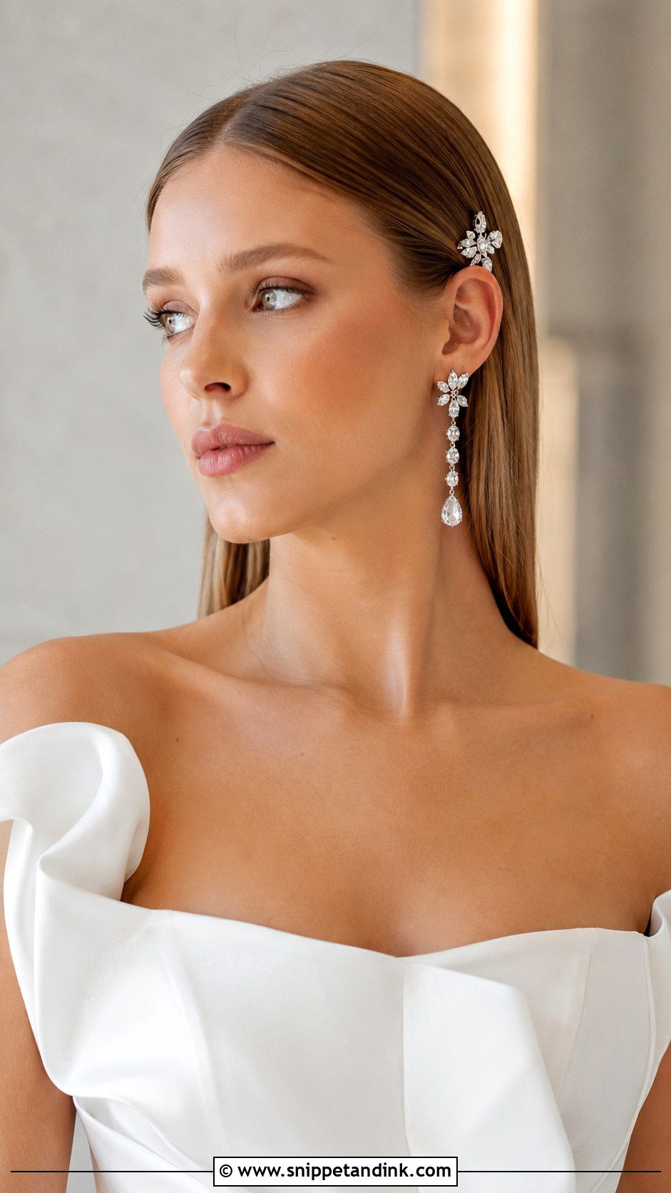 Sleek Straight And Tucked - Snippet and Ink - 25 Medium Length Wedding Hairstyles