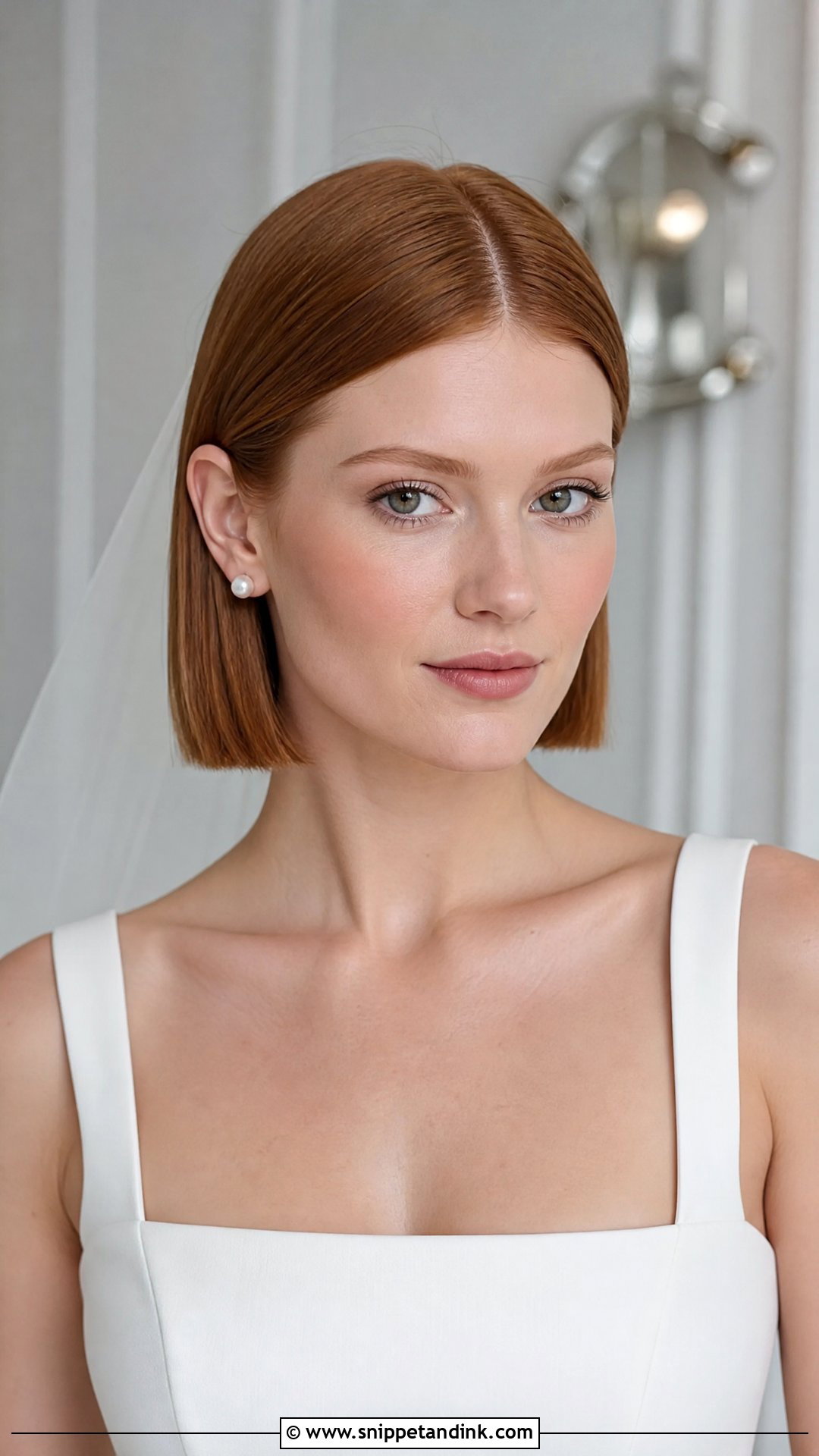 Sleek Straight Bob Wedding Hair - Snippet and Ink - 20 Sleek Straight Wedding Hair Ideas