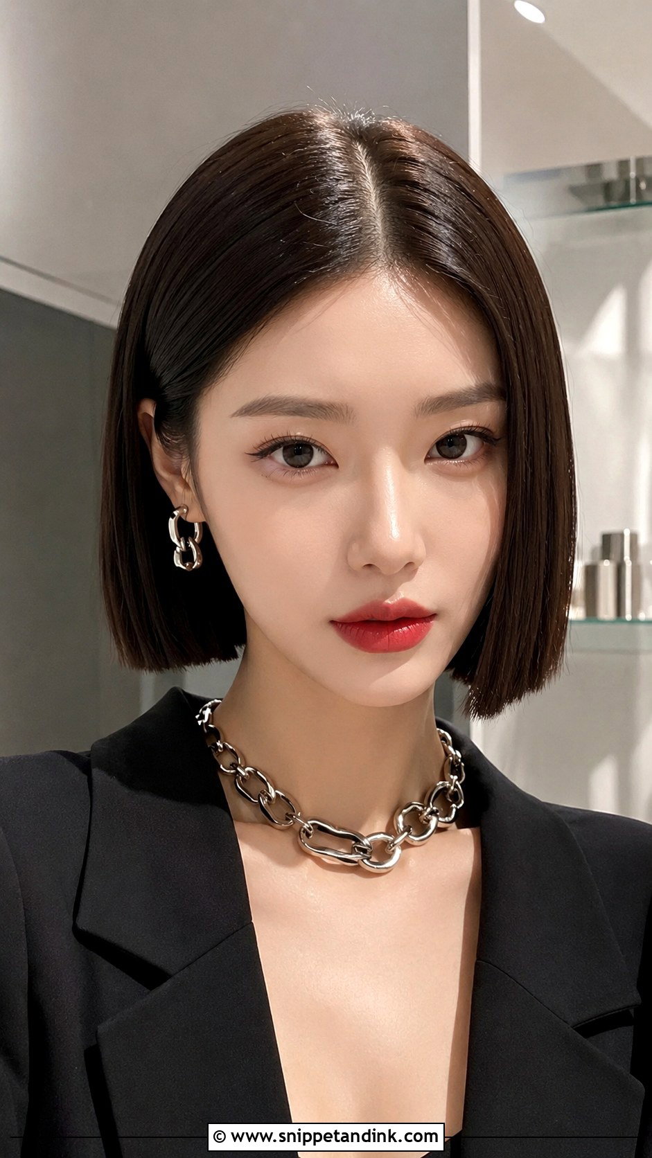Sleek Straight Bob With Center Part - Snippet and Ink - 20 Engagement Hairstyles for Short Hair