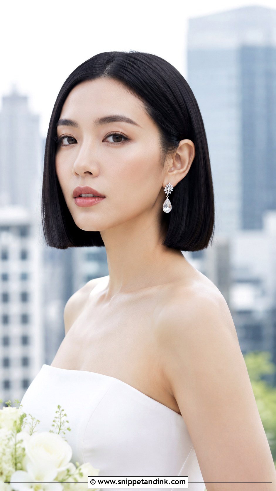 Sleek Straight Bob for Brides - Snippet and Ink - 25 Hair Styles for Short Hair for Weddings