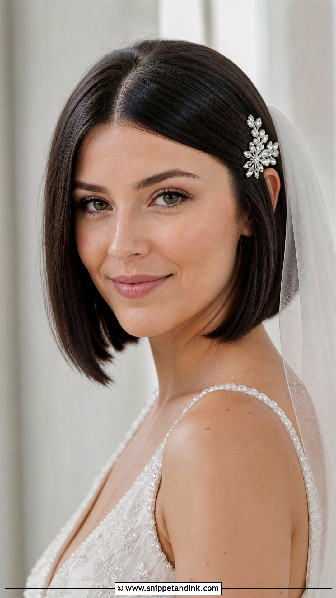 Sleek Straight Bridal Bob - Snippet and Ink - 20 Bride Bob Hairstyle Ideas