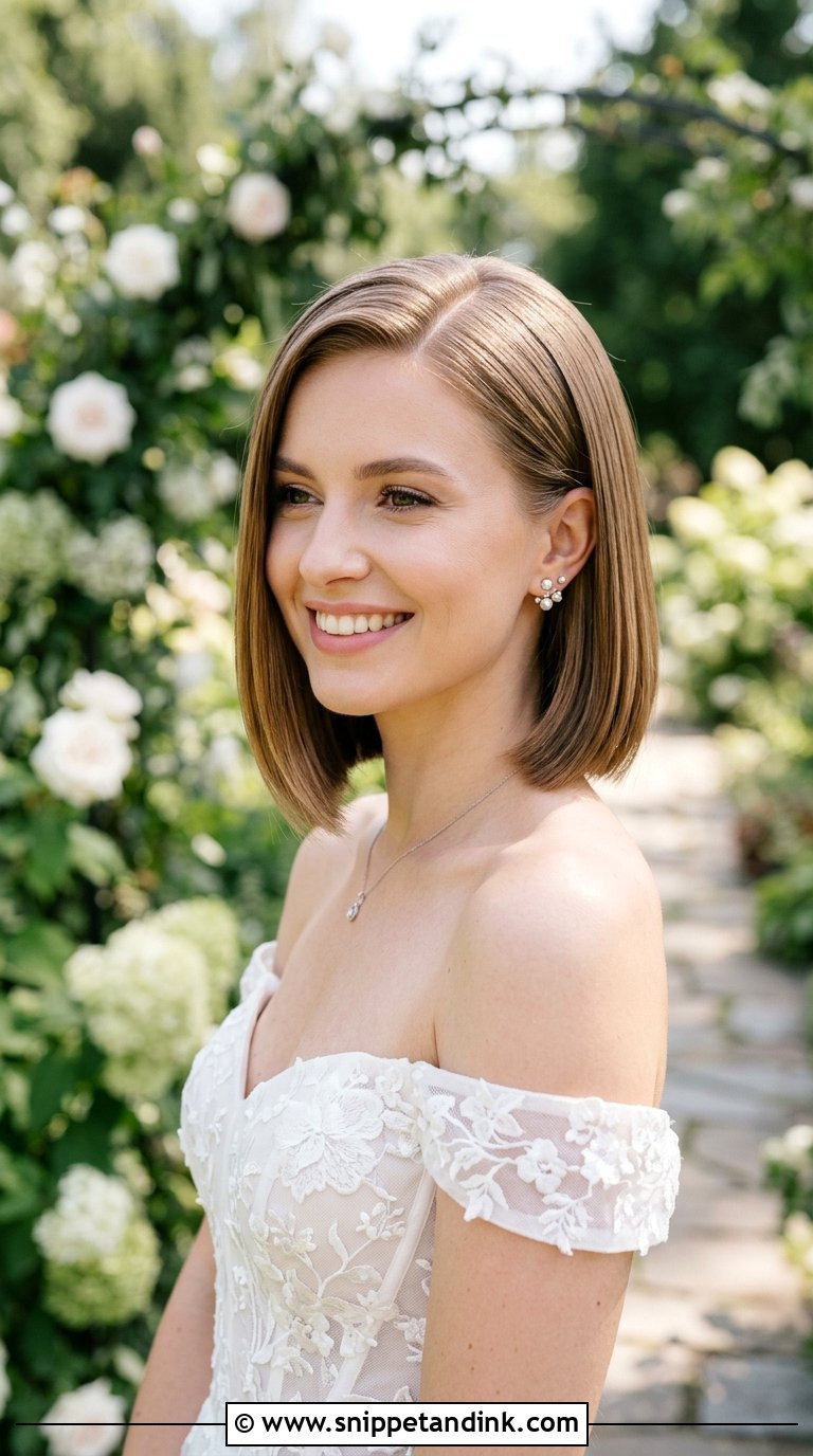 Sleek Straight Bridal Bob - Snippet and Ink - 20 Bridal Hair Short Bob Ideas