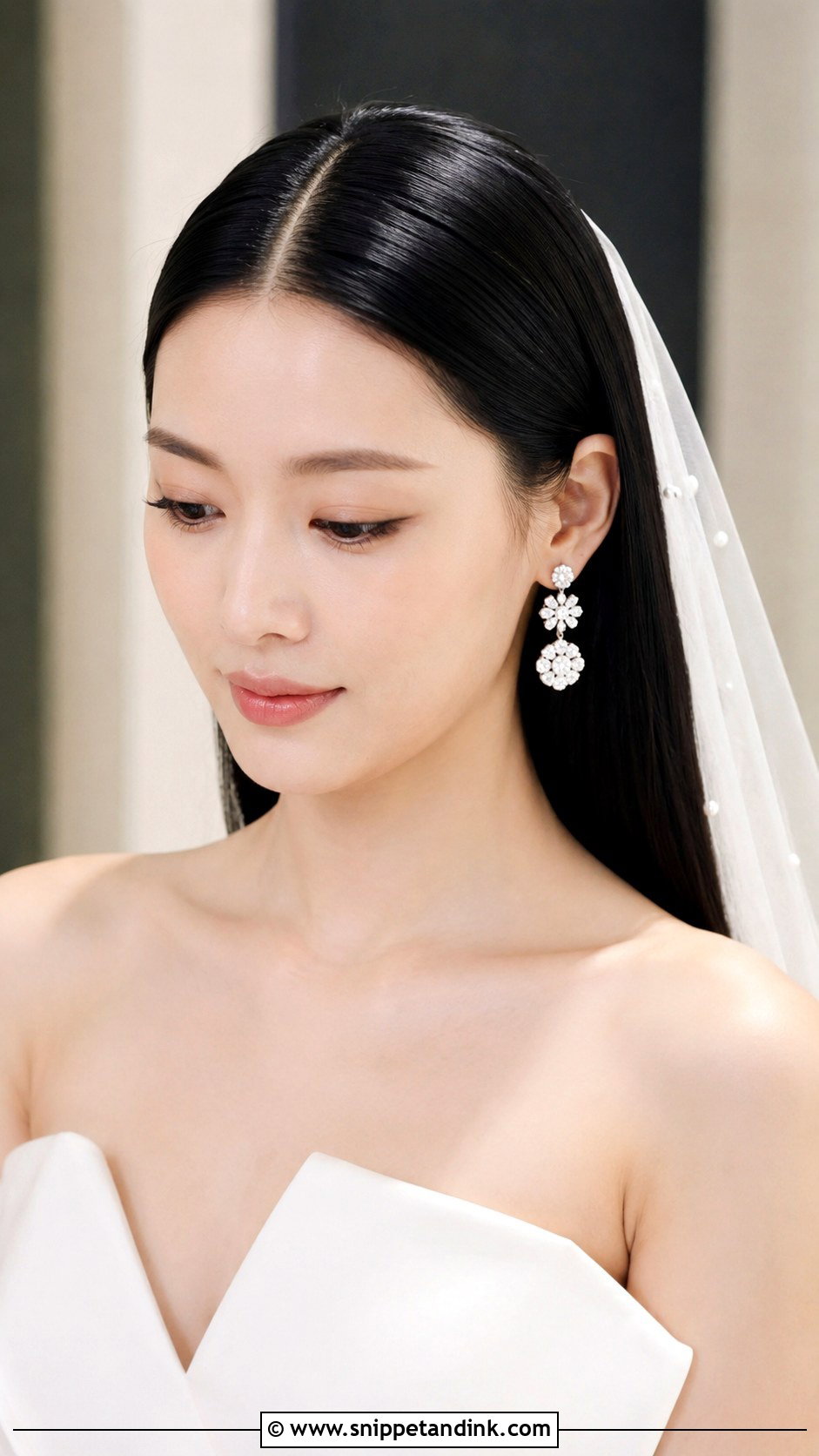 Sleek Straight Bridal Hair - Snippet and Ink - 20 Wedding Day Hair Down Ideas