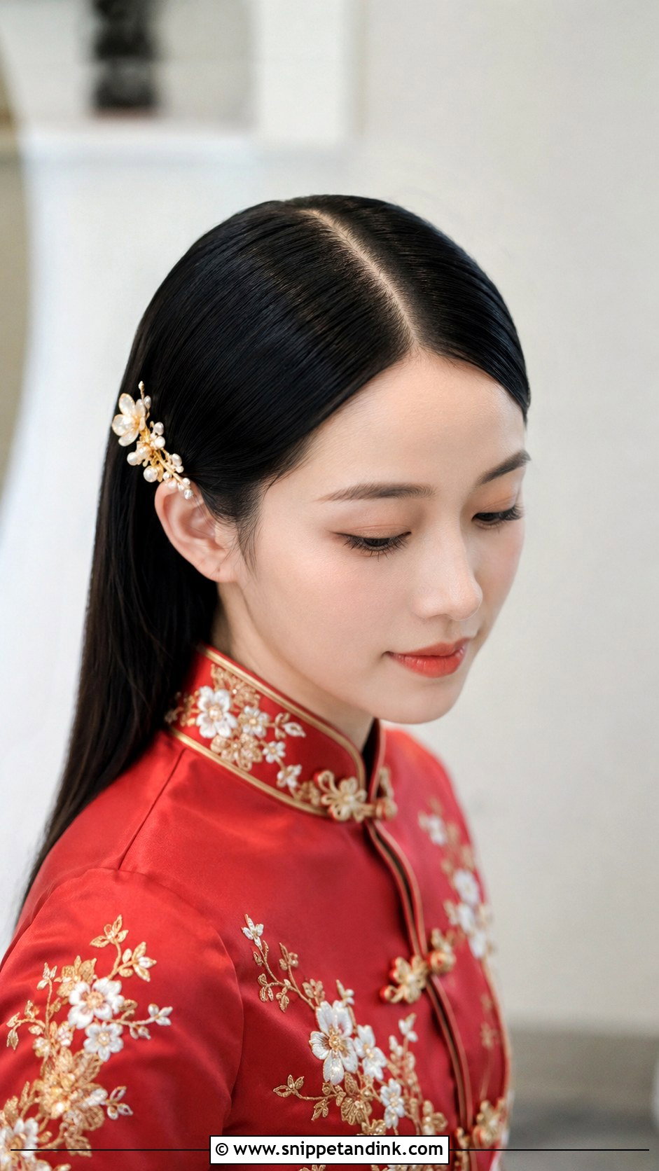 Sleek Straight Bridal Hair - Snippet and Ink - 25 Asian Wedding Hairstyles