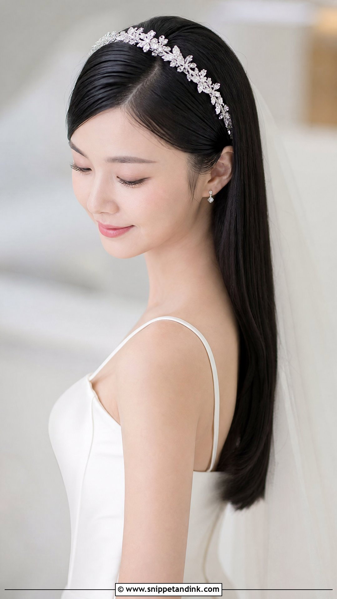 Sleek Straight Bridal Hair - Snippet and Ink - 25 Long Hair Bridal Hairstyles