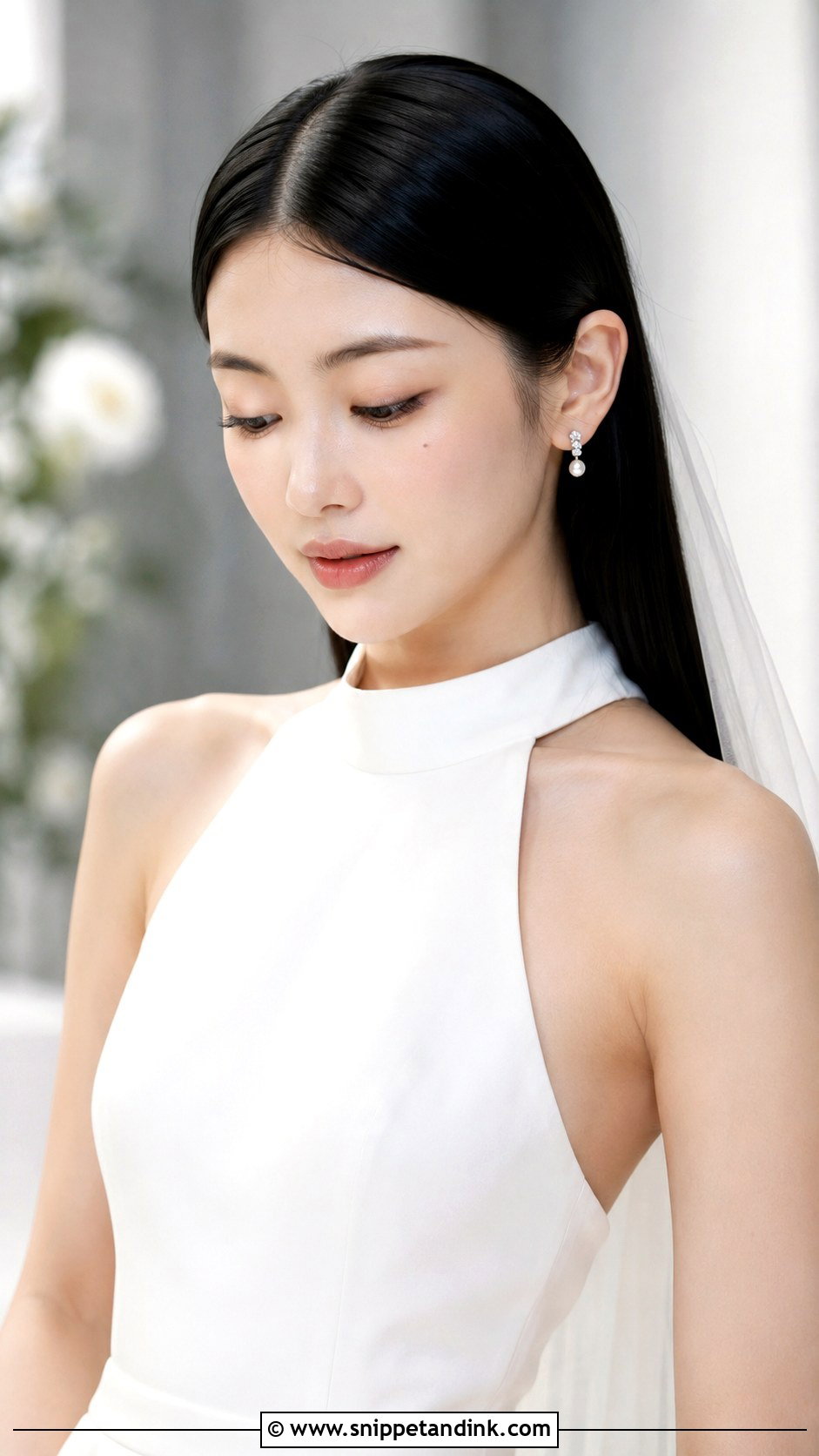 Sleek Straight Bridal Hair - Snippet and Ink - 30 Classy Wedding Hair Down Ideas
