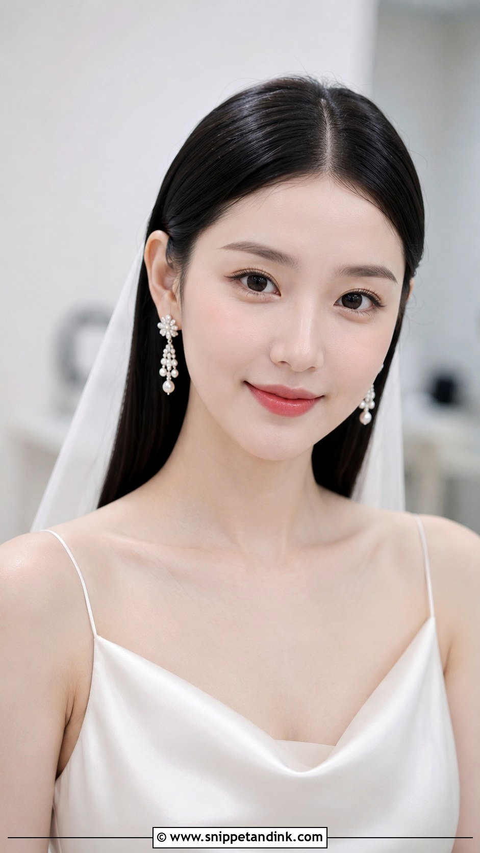 Sleek Straight Bridal Hair - Snippet and Ink - 30 Hair Down Wedding Styles