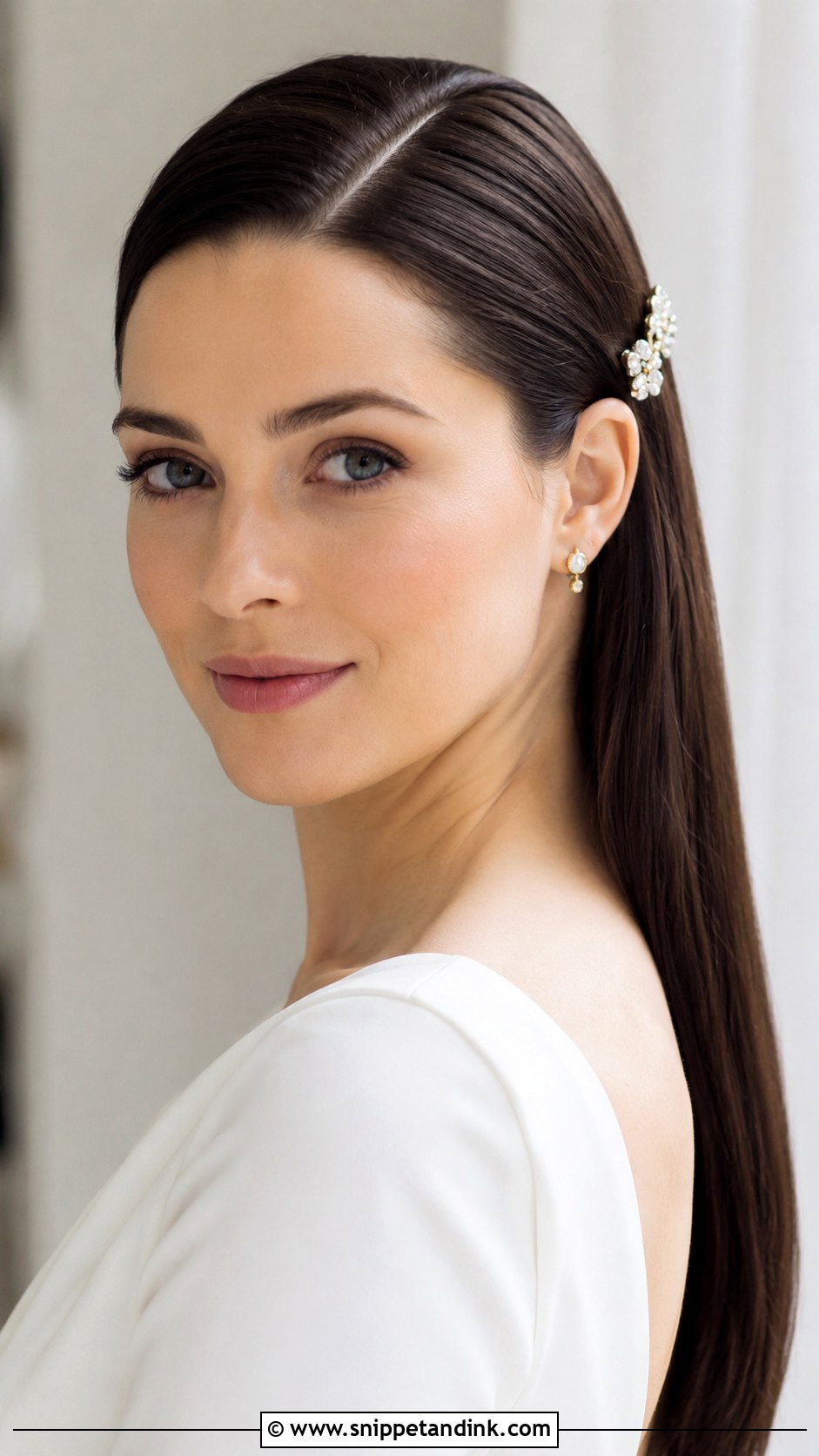 Sleek Straight Bridal Hair - Snippet and Ink - 20 Latest Bridal Hairstyles