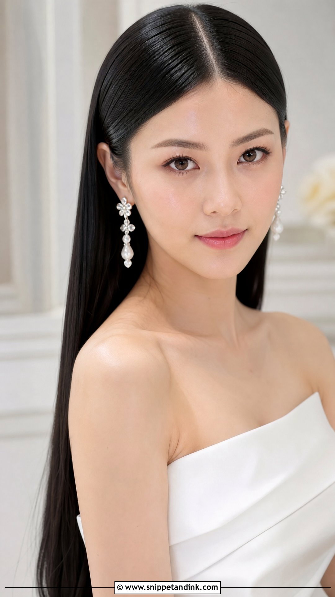 Sleek Straight Bridal Hair - Snippet and Ink - 20 Long Hair Bridal Hair Styles