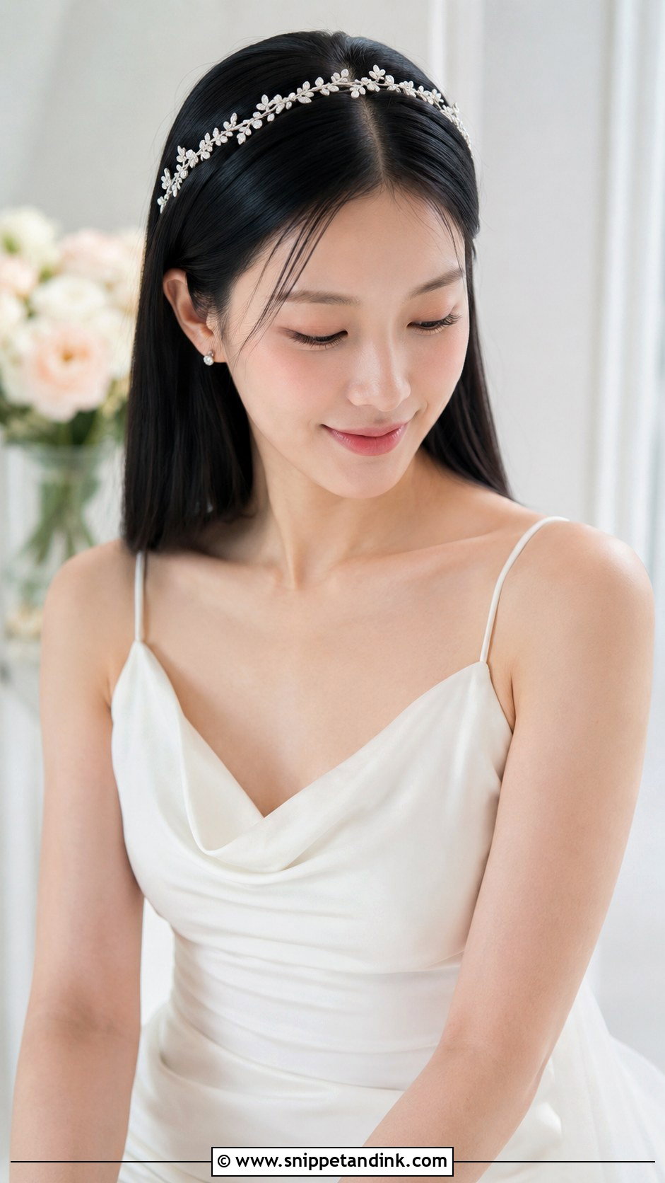 Sleek Straight Bridal Hair - Snippet and Ink - 20 Long Hair Bride Hairstyles