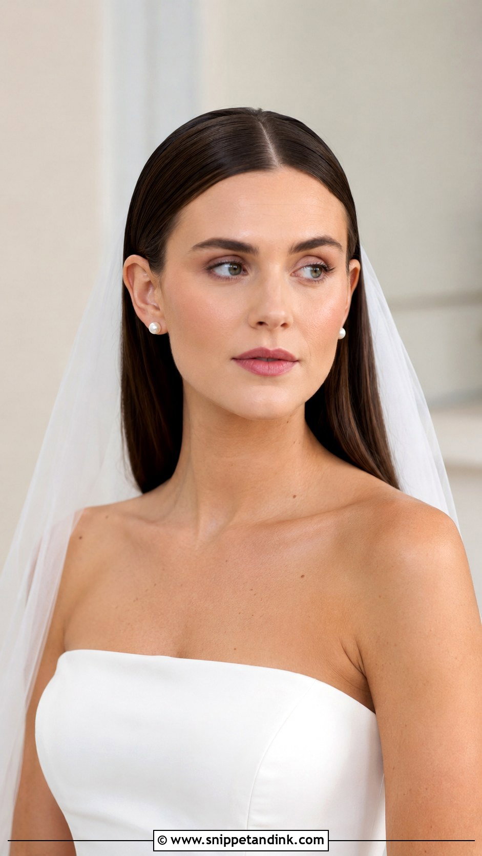 Sleek Straight Bridal Hair - Snippet and Ink - 20 Natural Bridal Hair Ideas