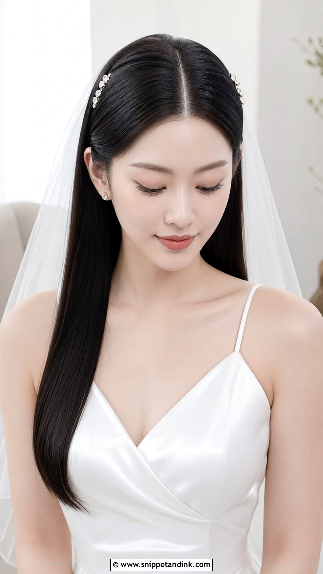 Sleek Straight Bridal Hair - Snippet and Ink - 20 Open Hair Bridal Hairstyles