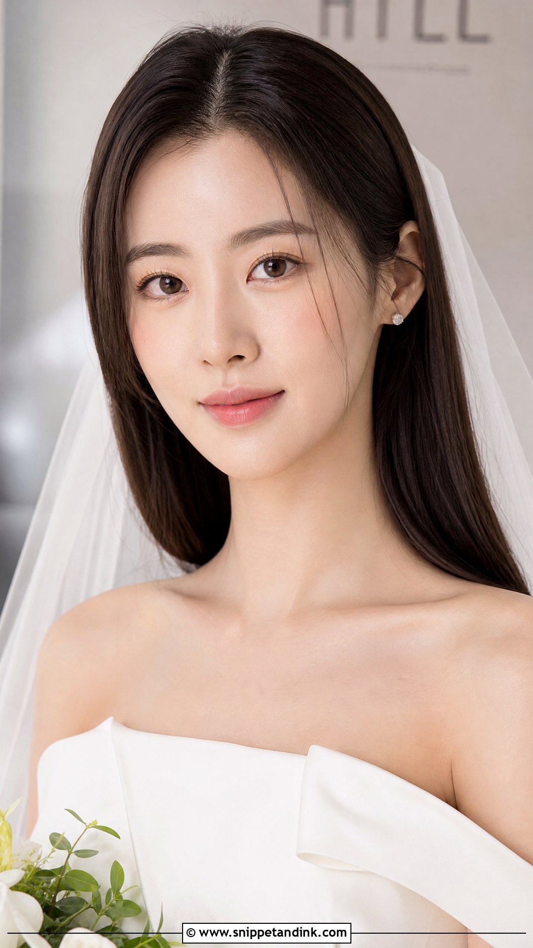 Sleek Straight Bridal Hairstyle - Snippet and Ink - 20 Shoulder Length Bridal Hairstyles