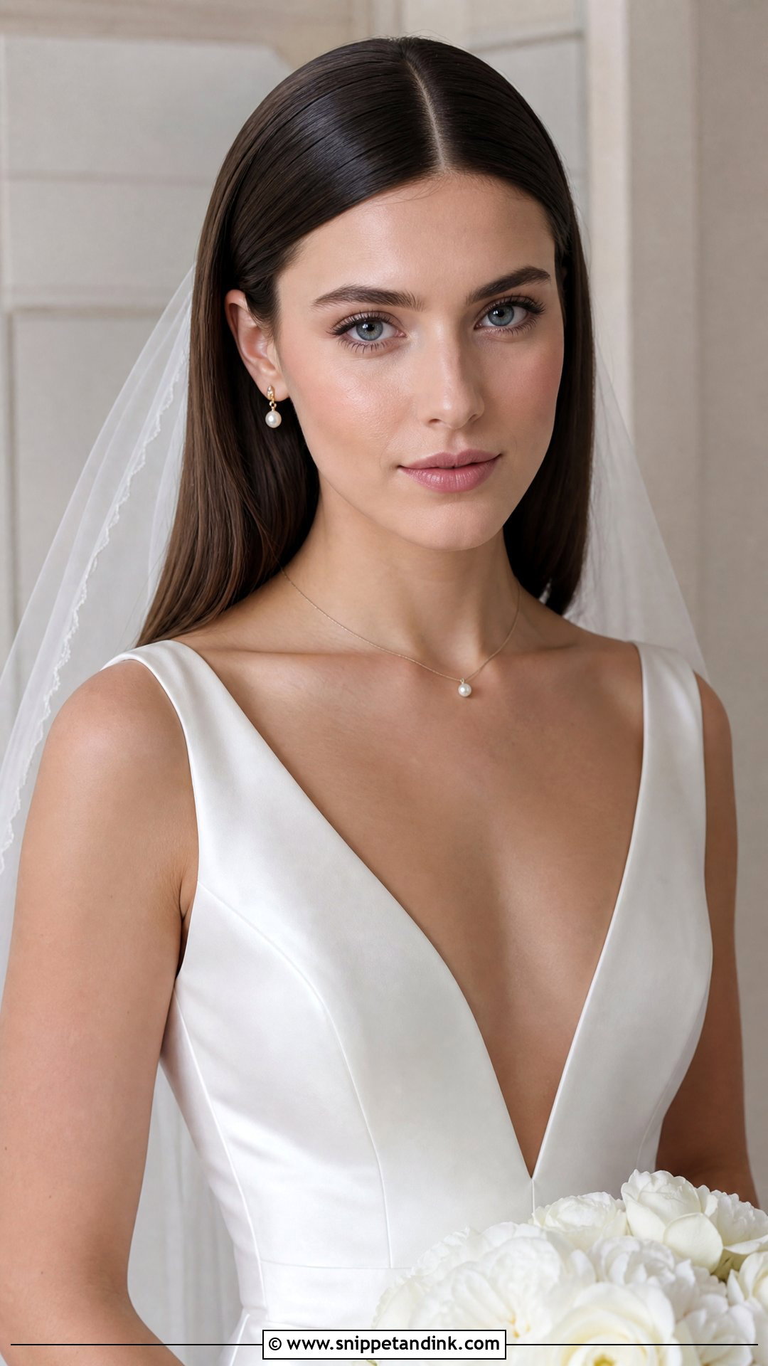 Sleek Straight Bridal Hairstyle - Snippet and Ink - 20 Western Bride Hairstyles