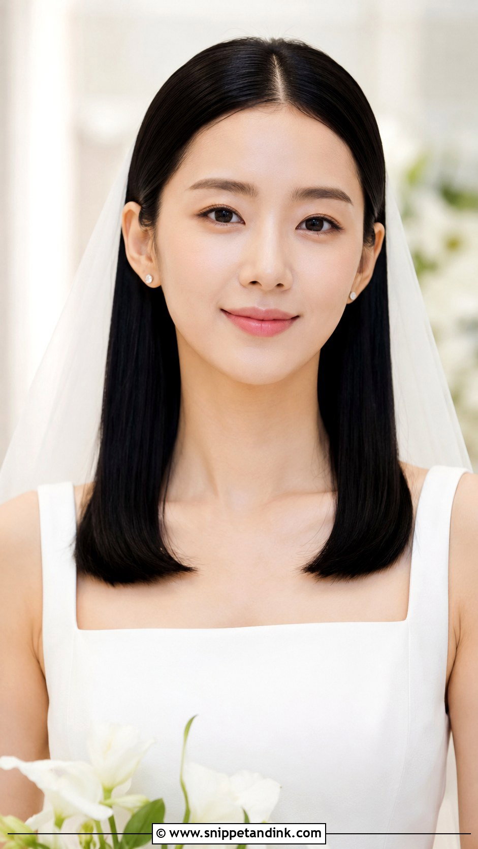 Sleek Straight Bridal Hairstyle - Snippet and Ink - 15 Sleek Bridal Hairstyles