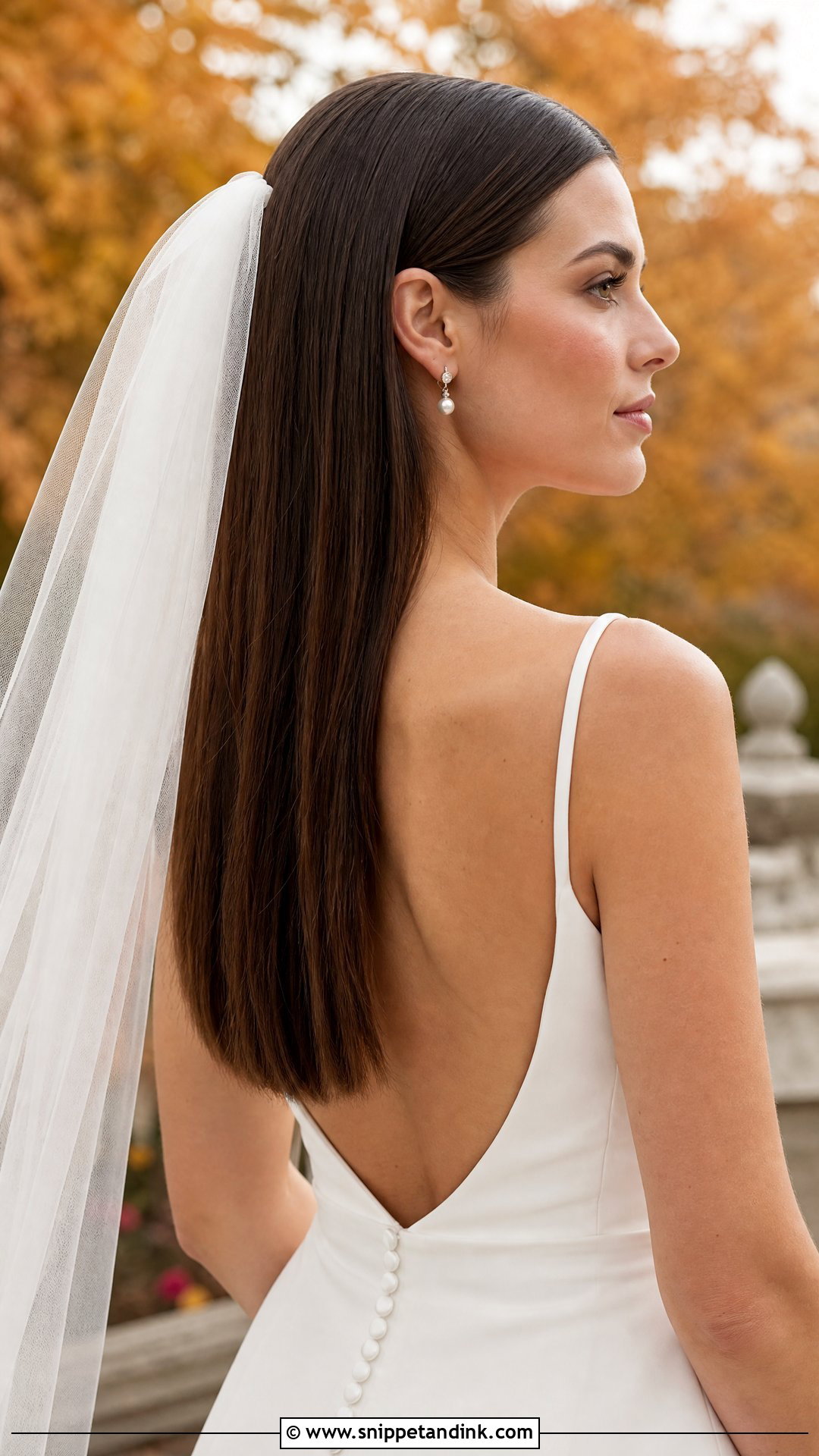 Sleek Straight Brown Wedding Hair - Snippet and Ink - 20 Wedding Hair Brown Ideas