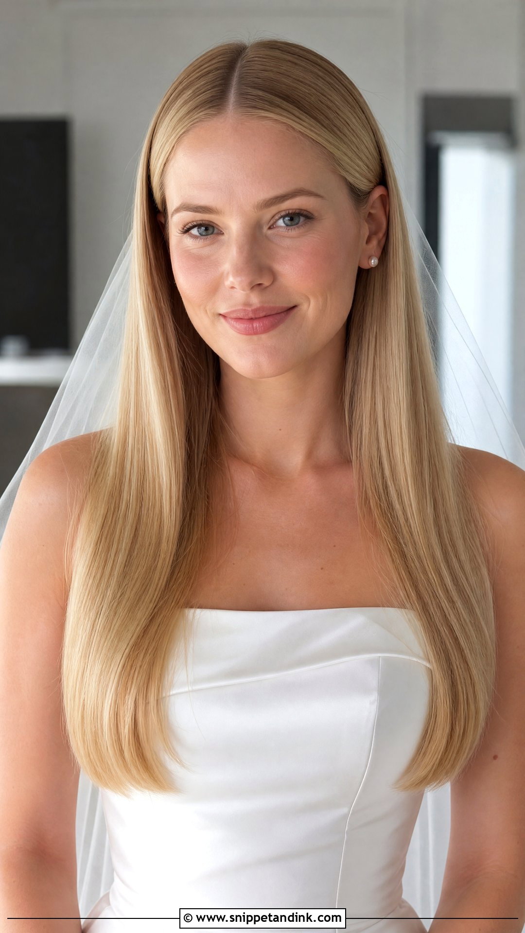 Sleek Straight Hair Bride - Snippet and Ink - 15 Bride with Straight Hair Ideas