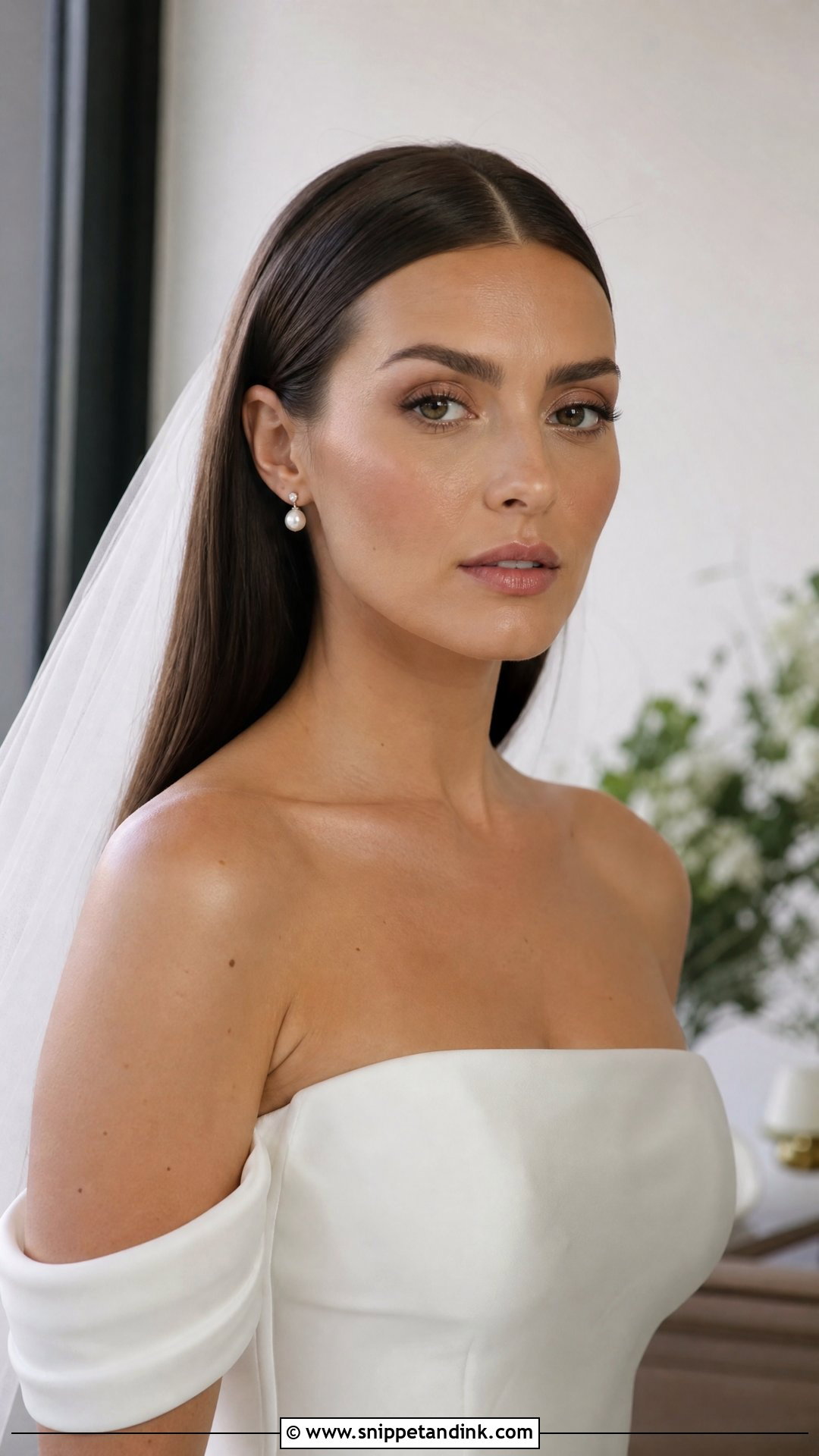 Sleek Straight Hair Down - Snippet and Ink - 20 Wedding Hairstyles Front View