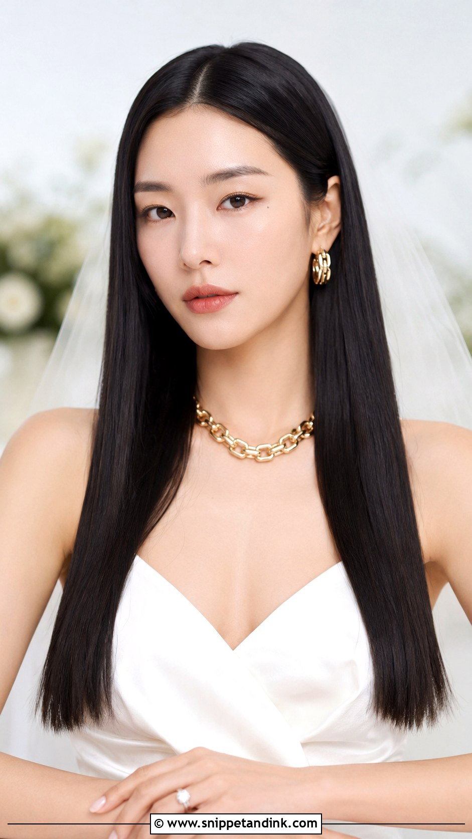 Sleek Straight Hair Down - Snippet and Ink - 30 Wedding Hair Do Ideas