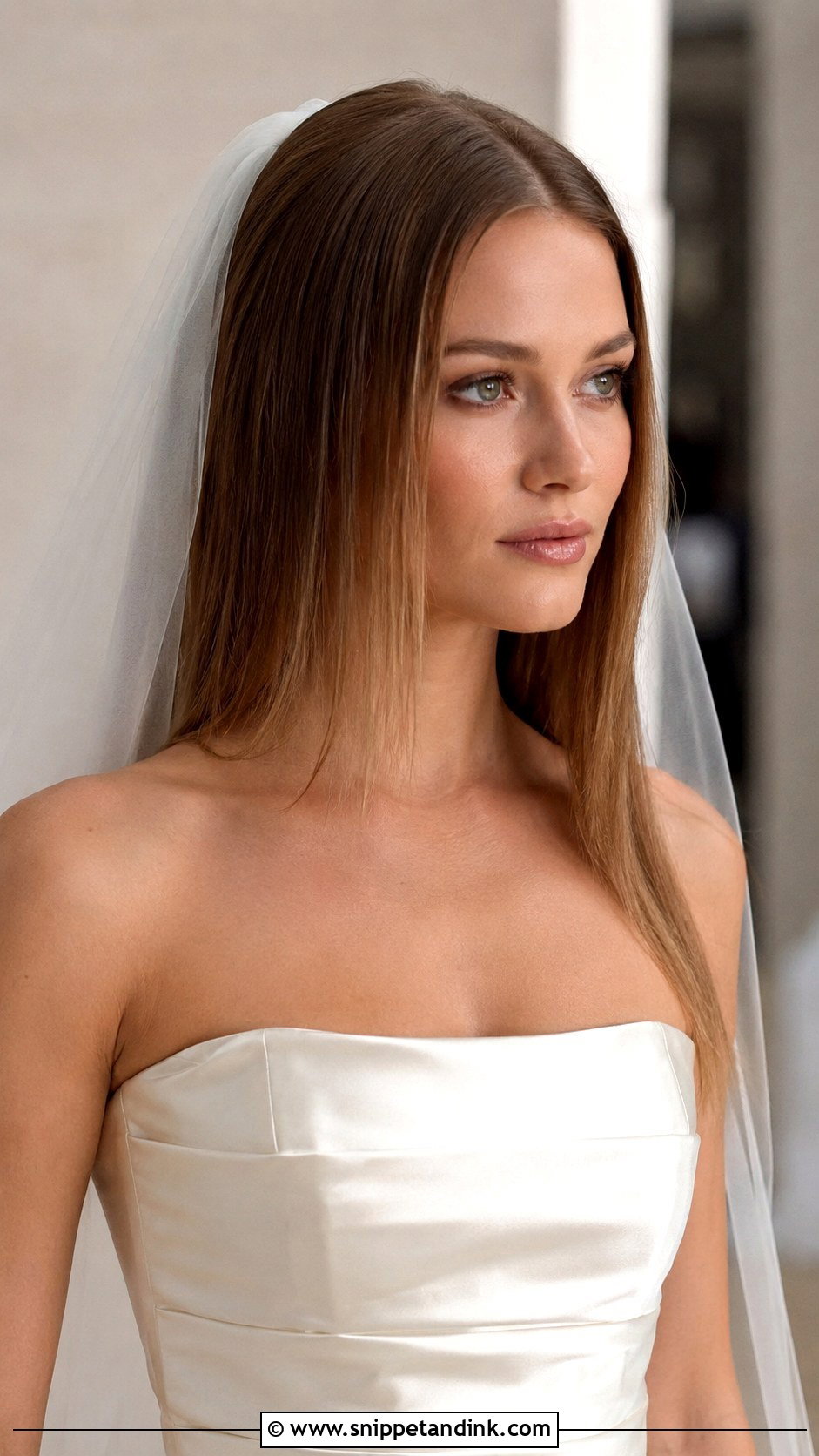 Sleek Straight Hair Down With Middle Part - Snippet and Ink - 20 Straight Hair for Wedding Ideas