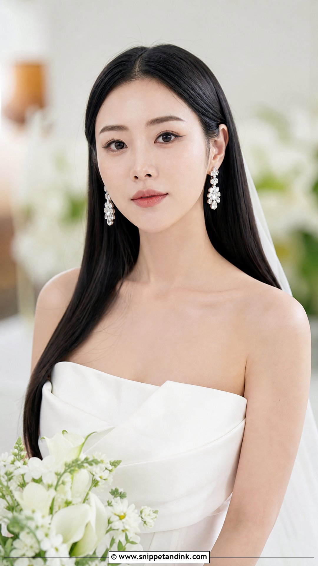Sleek Straight Hair Down - Snippet and Ink - 20 Bridal Hair for Long Hair Ideas