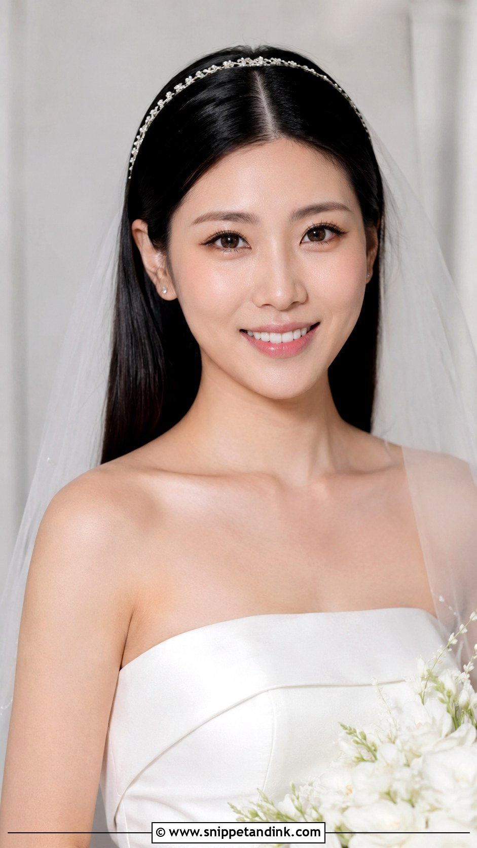 Sleek Straight Hair Wedding Hairstyle - Snippet and Ink - 25 Elegant Wedding Hairstyles