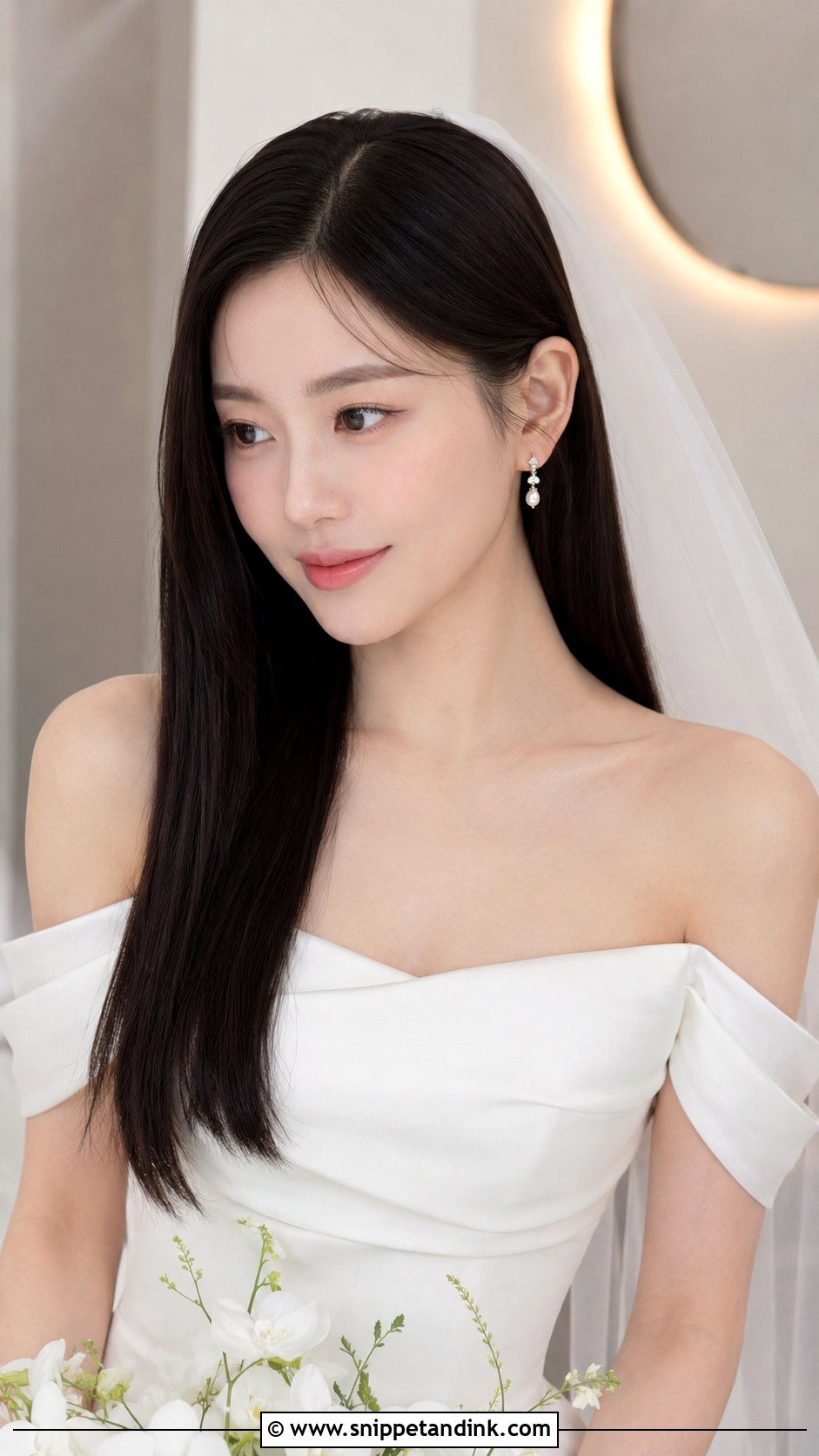Sleek Straight Hair With Center Part - Snippet and Ink - 20 Wedding Hair for Shoulder Length Hair Ideas