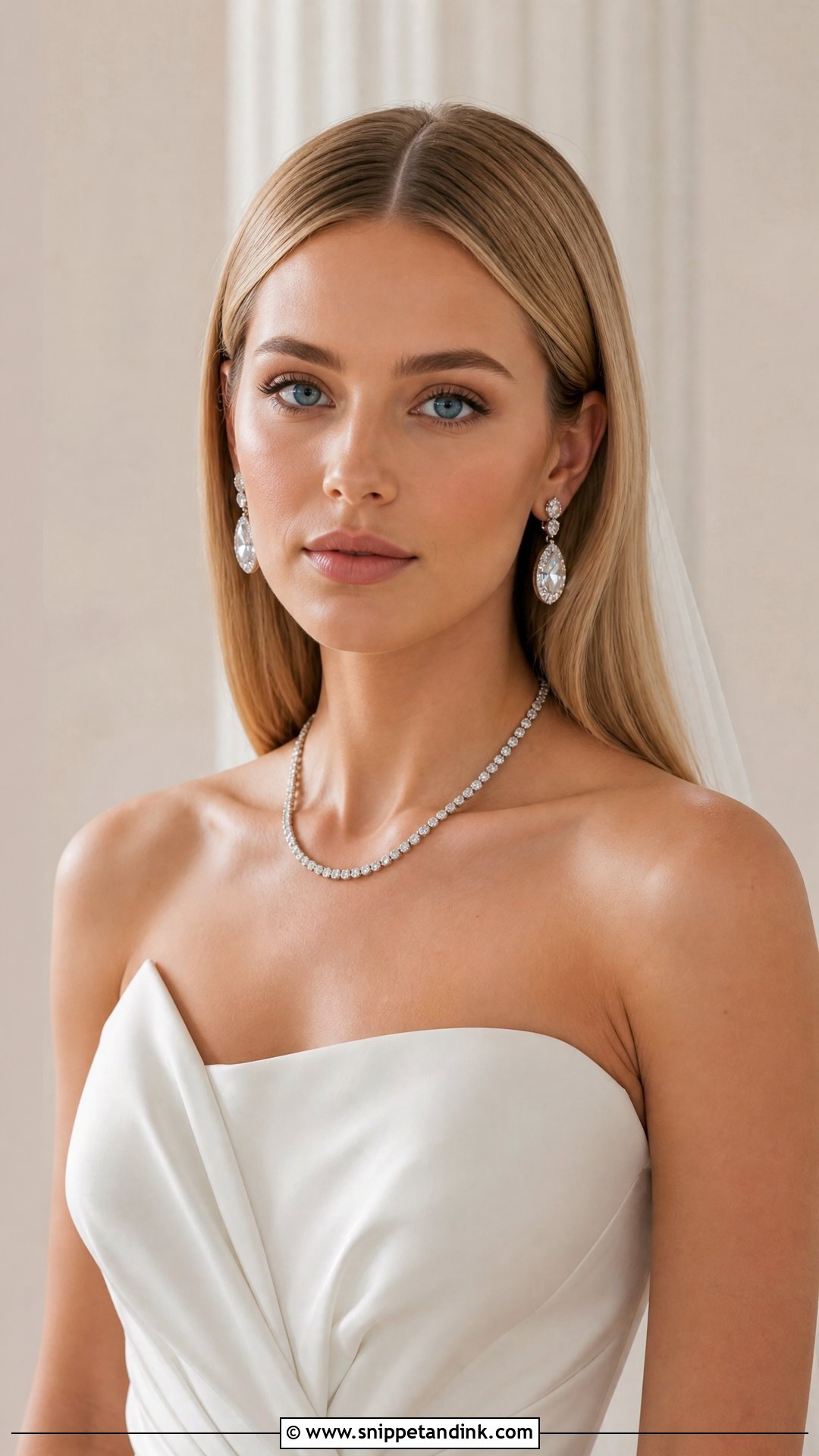 Sleek Straight Hair With Center Part - Snippet and Ink - 20 Classic Bride Hairstyles