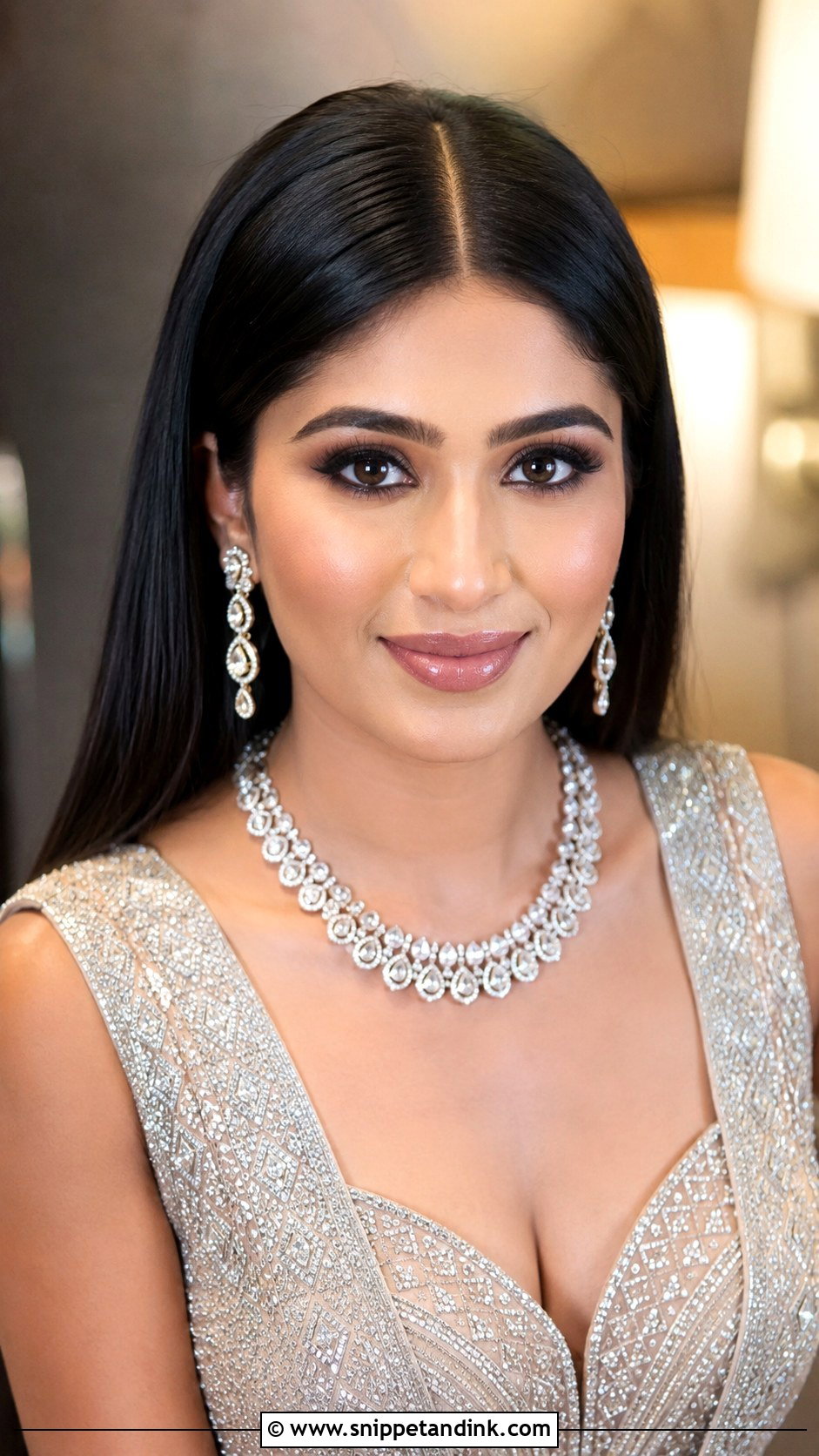 Sleek Straight Hair With Center Part - Snippet and Ink - 25 Indian Wedding Hair Ideas