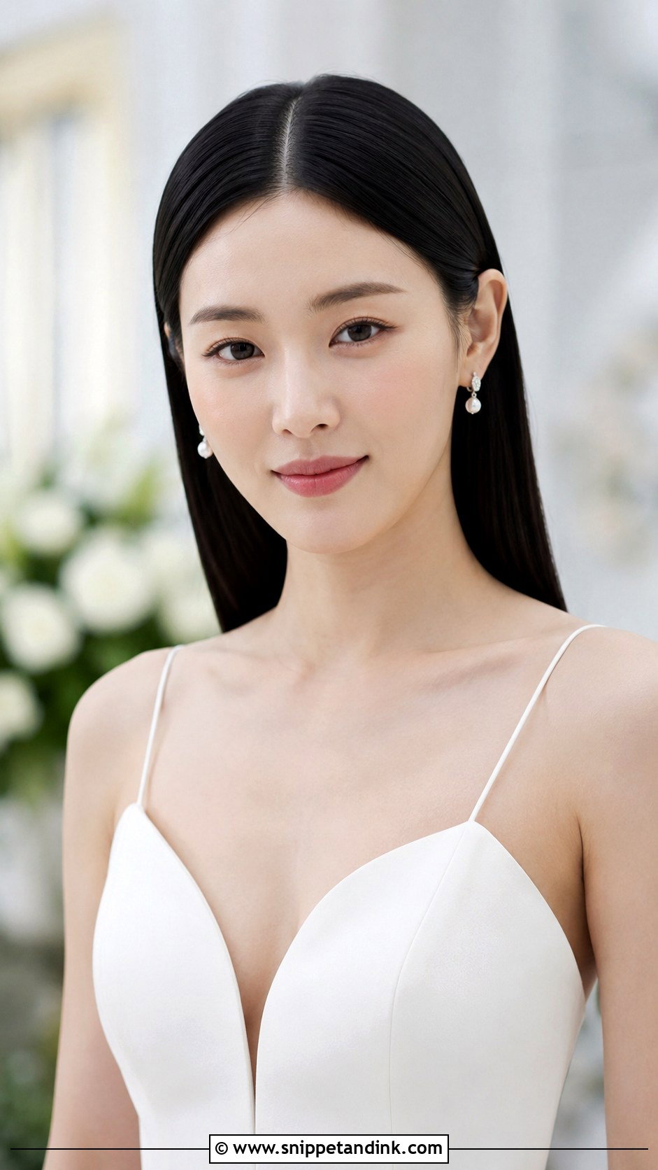 Sleek Straight Hair With Center Part - Snippet and Ink - 25 Long Wedding Hair Ideas