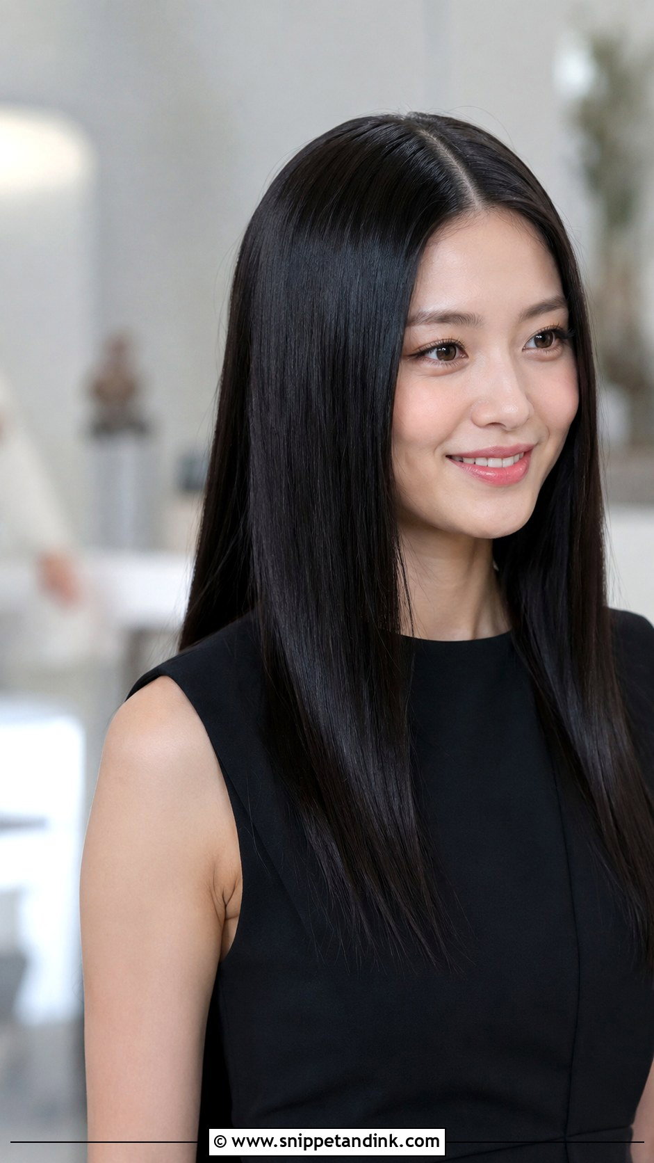 Sleek Straight Hair With Center Part - Snippet and Ink - 30 Medium Wedding Guest Hairstyles
