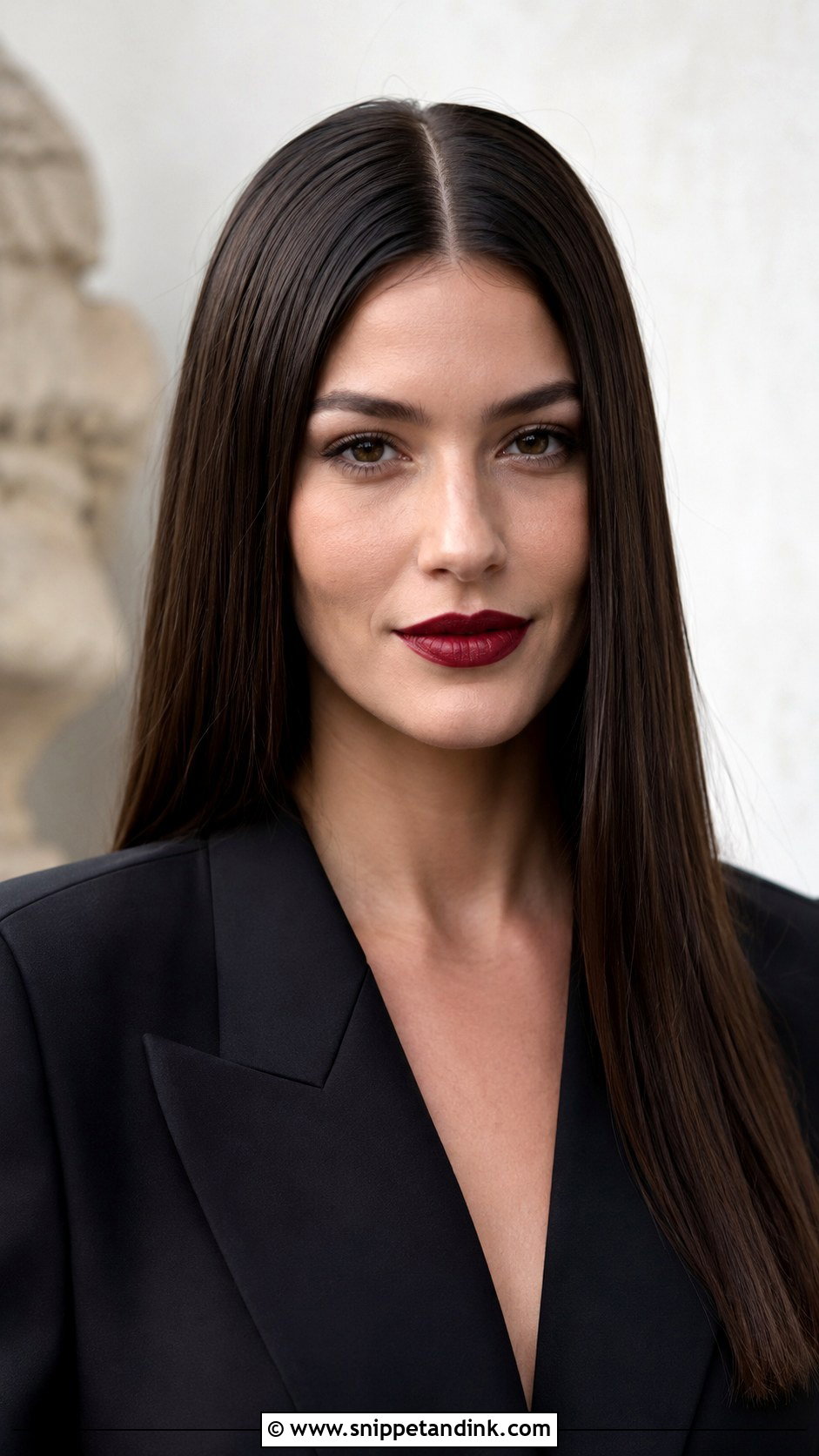 Sleek Straight Hair With Center Part - Snippet and Ink - 20 Hairstyles for Medium Length Hair Wedding Guest