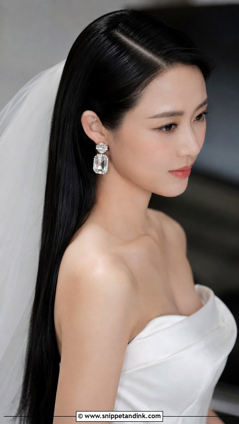 Sleek Straight Hair With Deep Part - Snippet and Ink - 20 Wedding Hairstyles Dark Hair
