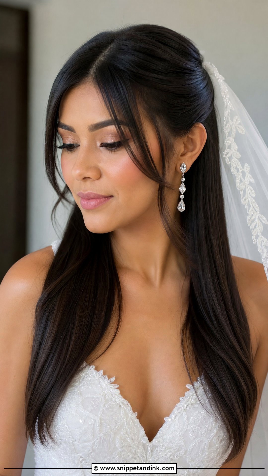 Sleek Straight Hair With Face Framing Layers - Snippet and Ink - 20 Sleek Straight Wedding Hair Ideas