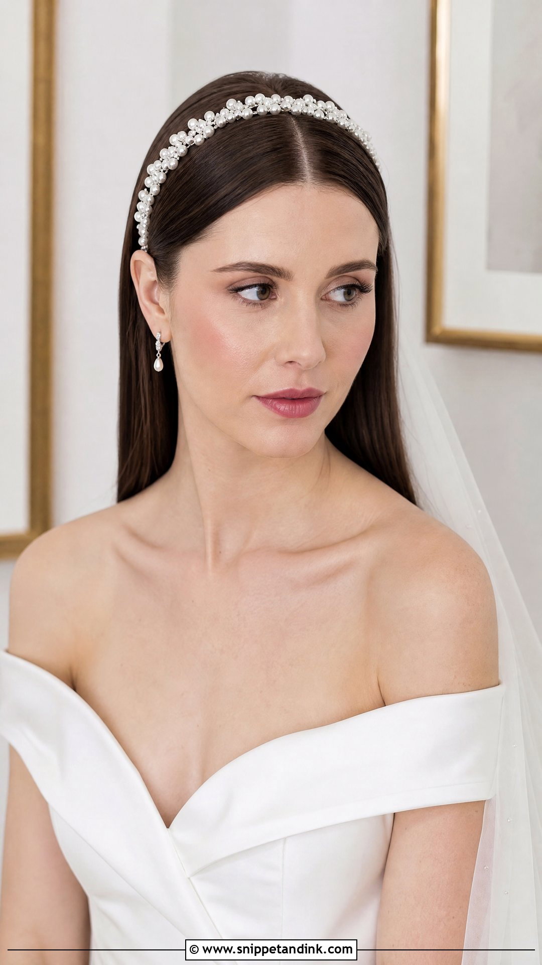 Sleek Straight Hair With Headband - Snippet and Ink - 20 Straight Hair Bridal Hairstyles