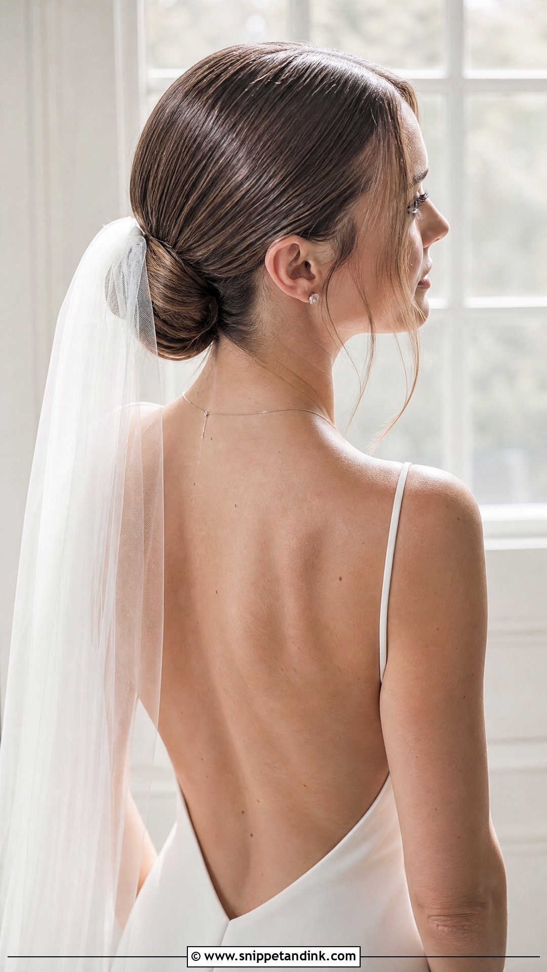 Sleek Straight Hair With Low Knot - Snippet and Ink - 20 Sleek Straight Wedding Hair Ideas